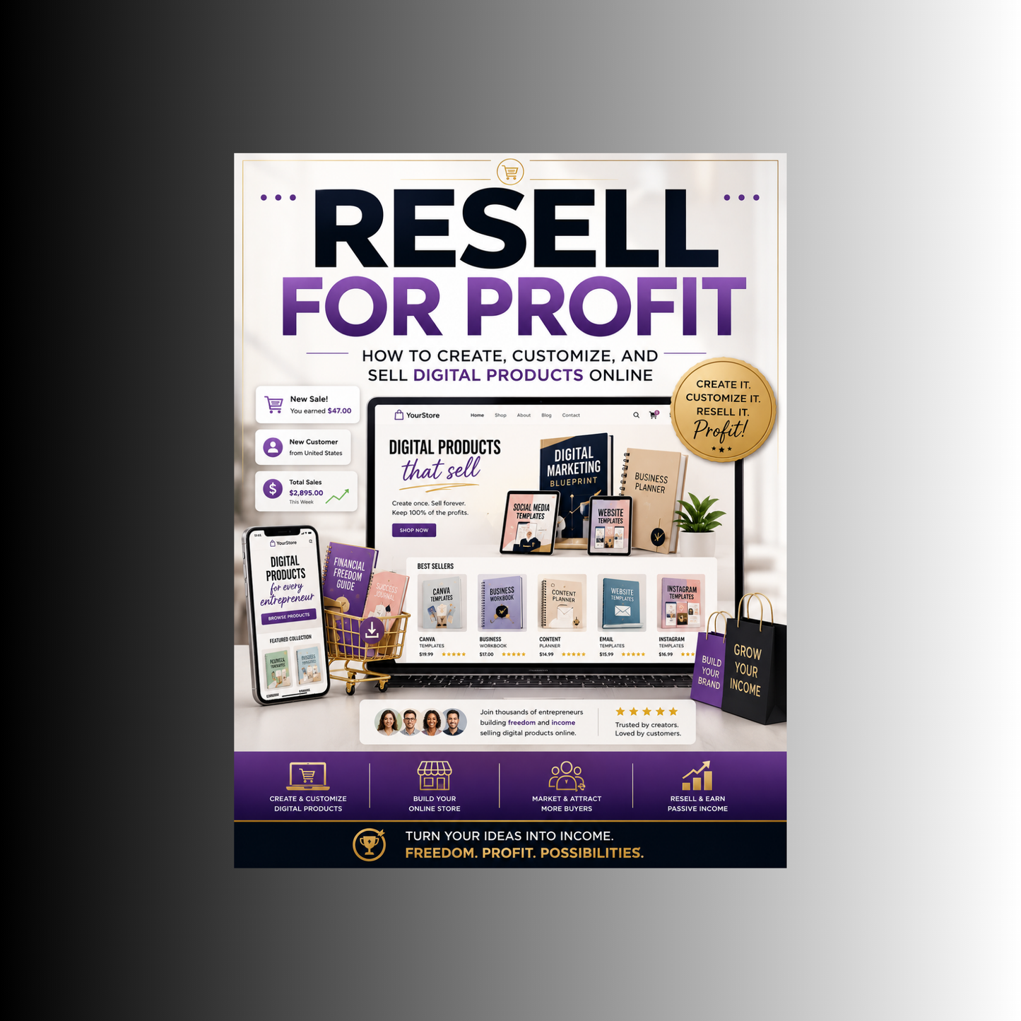 Resell for Profit: How to Create, Customize, and Sell Digital Products Online eBook (PLR)